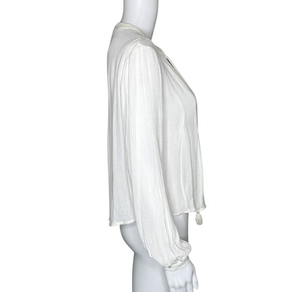 Anthropologie Floreat Shirt Womens 2 White Flowy Balloon Sleeve Feminine Peasant - Picture 2 of 8